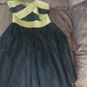 Black and gold tulle skirt formal dress
